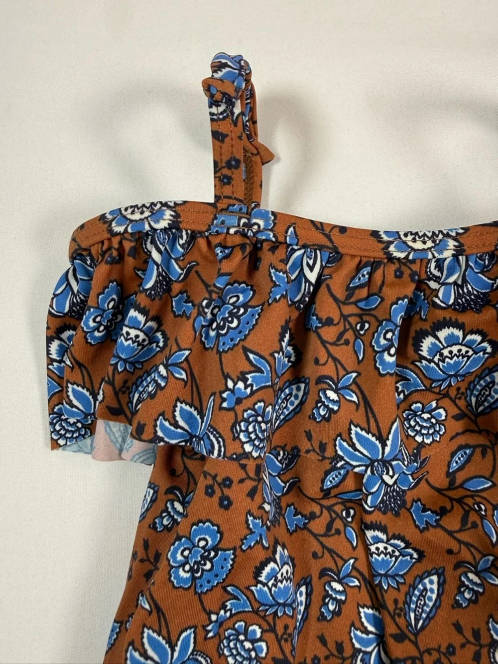 JANIE AND JACK Girls One Piece Swimsuit Floral Ruffle‎ 3-6M Boho Summer Cottage